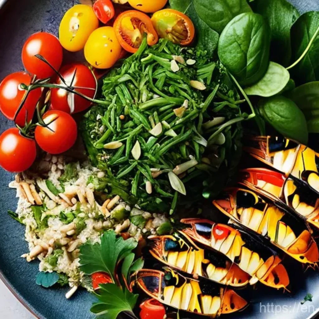 곤충 식용 가능성 연구 - **Prompt 1: The Vibrant Superfood Plate**
    "A brightly lit, top-down shot of a beautifully arrang...